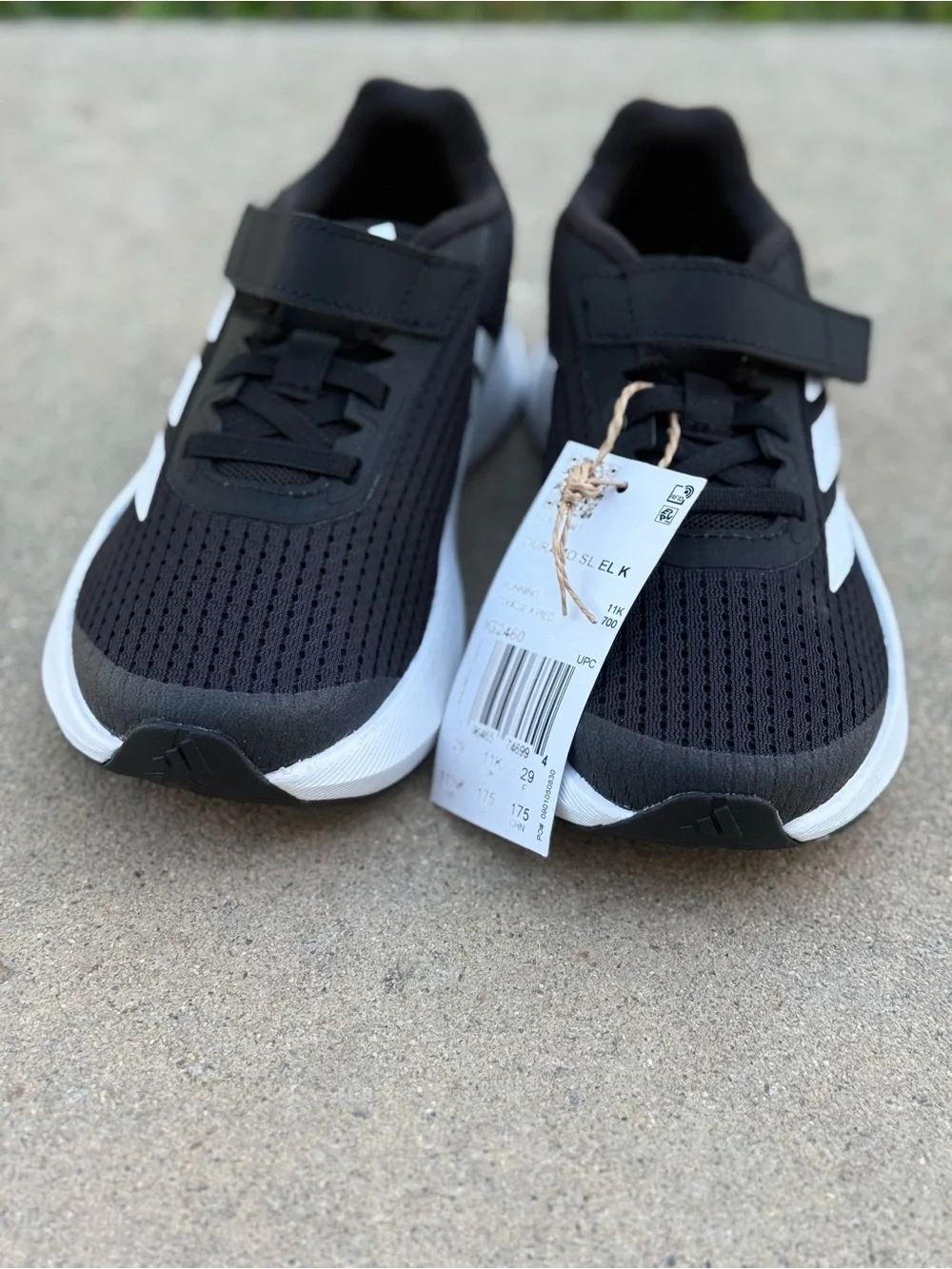 adidas Kids Black and White Hook-and-Loop Sneakers